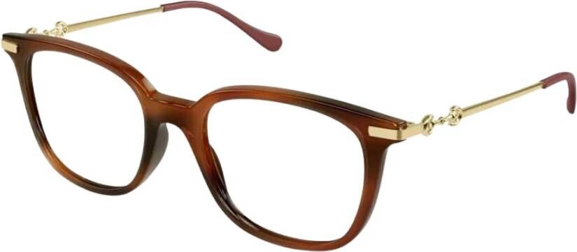 Gucci Gg0968O Havana Gold Transpare Bril Brown Unisex