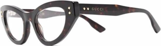 Gucci Gg1083O Havana Transparante Bril Brown Unisex