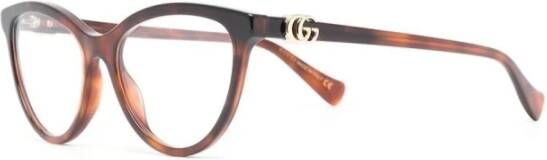 Gucci Ultra Vrouwelijk Cat-Eye Acetaat Montuur Brown Unisex