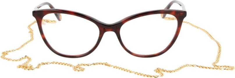 Gucci Havana Gold Chain Eyewear Frames Brown Unisex