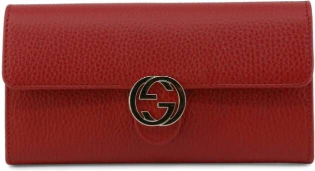 Gucci Elegant Leren Portemonnee Kaarthouder Rood Dames