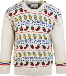 Gucci Fruit Intarsia Sweater Wit Dames