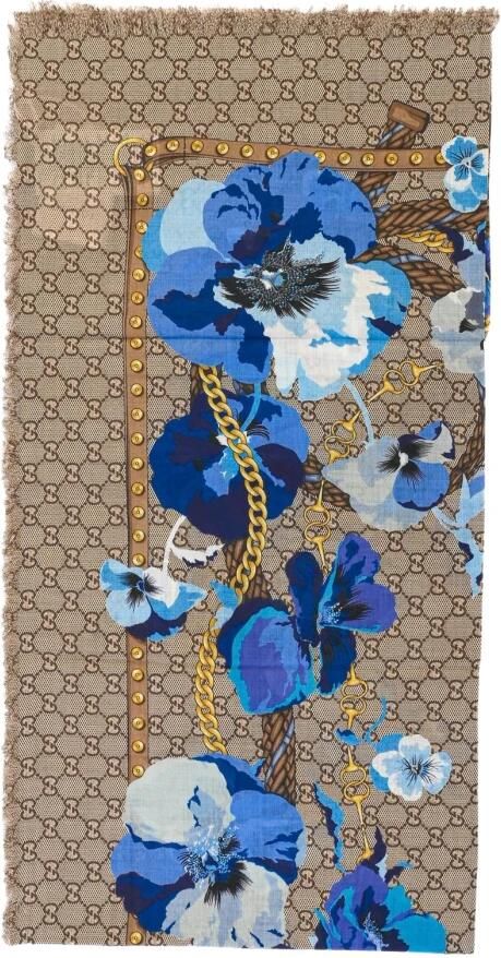 Gucci Bloemen Zijden Sjaal Riem Ketting Multicolor Dames - Foto 3