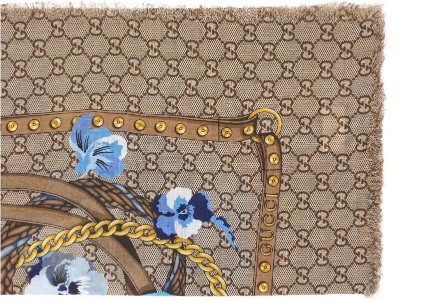 Gucci Bloemen Zijden Sjaal Riem Ketting Multicolor Dames - Foto 2