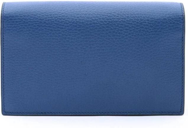 Gucci Handtas GG Marmont portemonnee aan ketting blauw leer