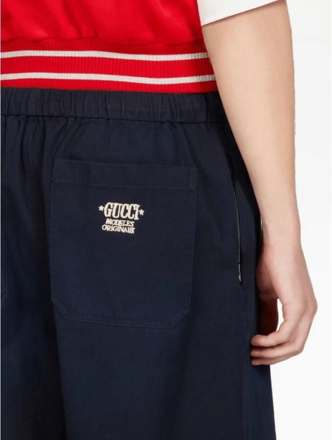 Gucci Shorts van keperstof met geborduurd logo Blue Heren - Foto 2