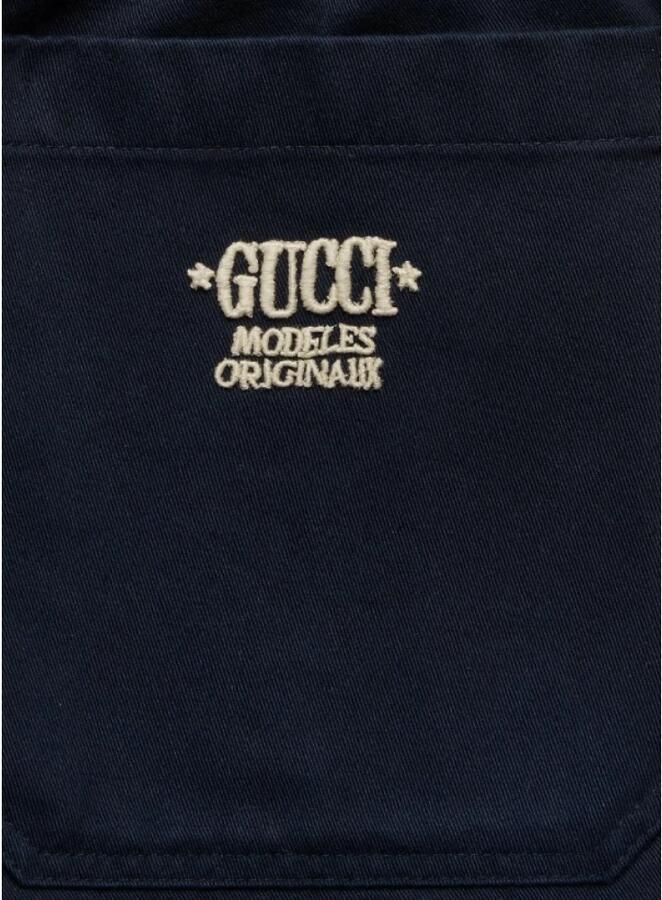 Gucci Shorts van keperstof met geborduurd logo Blue Heren - Foto 3