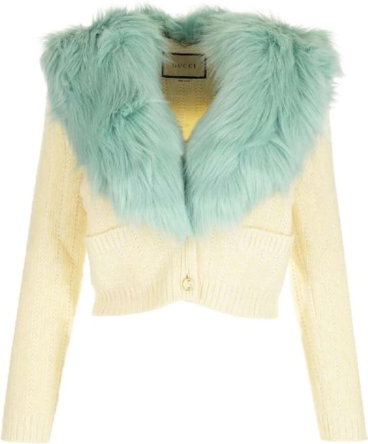 Gucci Witte Wol Kasjmier Cardigan Sweater White Dames