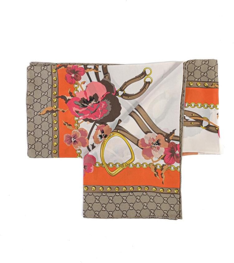 Gucci Sjaal Gebloemde GG zijden sjaal - Foto 2