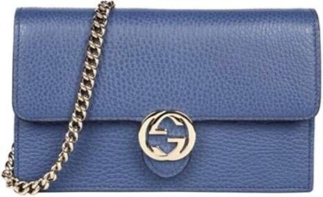 Gucci Interlocking Chain Wallet Tas Blauw Dames
