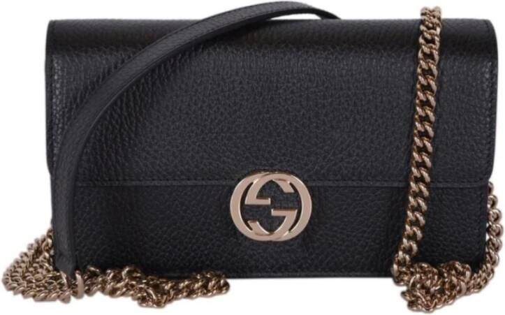 Gucci Interlocking Chain Wallet Tas Zwart Dames