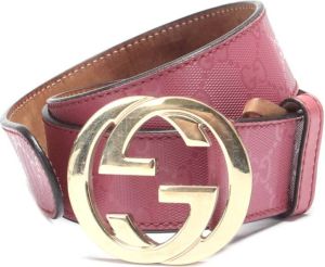 Gucci Interlocking G Leather Belt pink Roze Dames