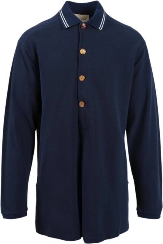 Gucci Lange mouwen katoenen polo Blauw