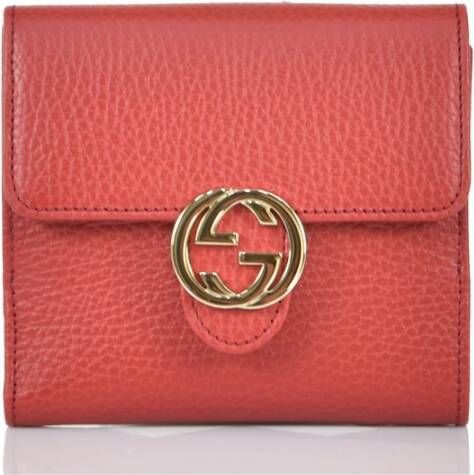 Gucci Leren Portemonnee en Kaarthouder Set Rood Dames