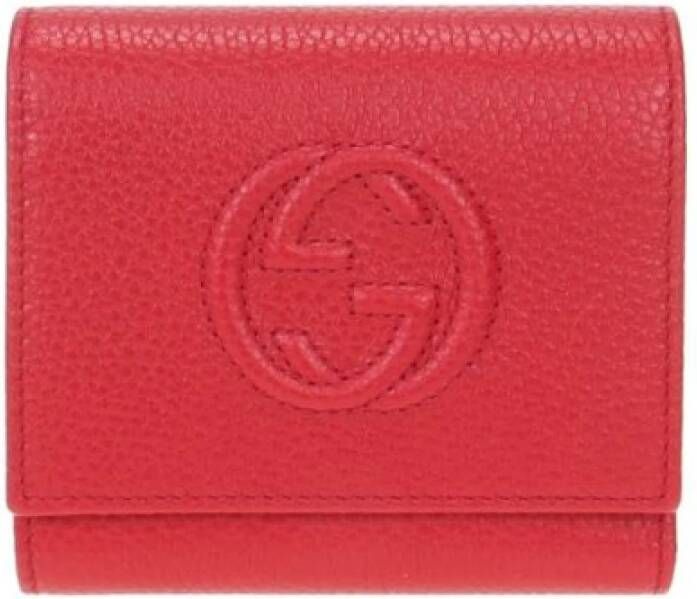 Gucci Leren Portemonnee en Kaarthouder Set Rood Dames