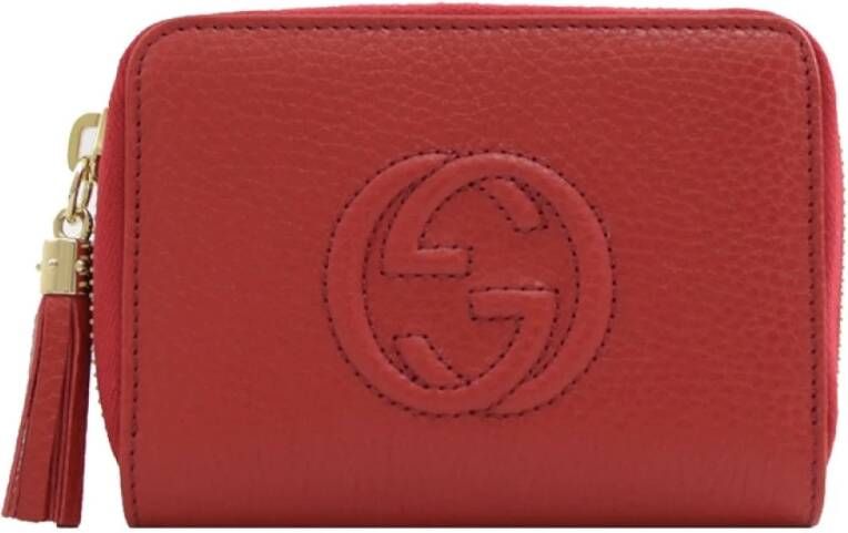 Gucci Leren Portemonnee en Kaarthouder Set Rood Dames