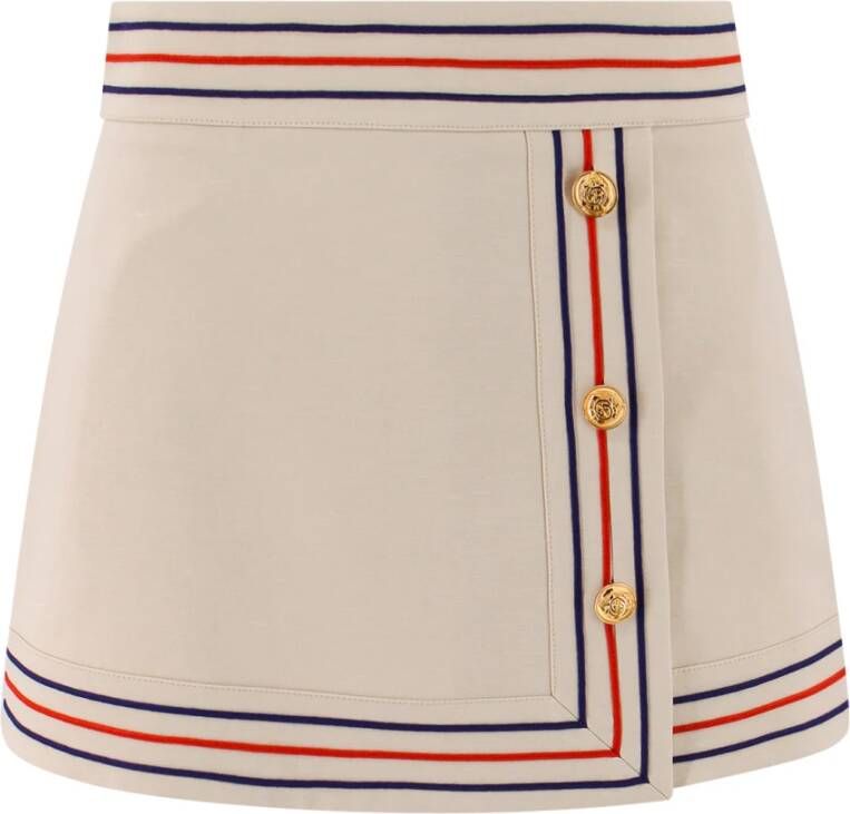 Gucci Linnen en Katoenen Mini Wikkelrok Beige Dames