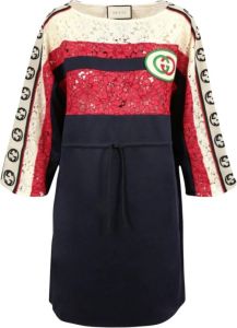 Gucci Logo and Lace-Trimmed Dress Meerkleurig Dames
