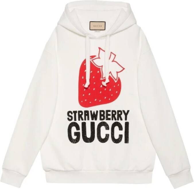 Gucci logo-print witte trekkoord hoodie White Dames
