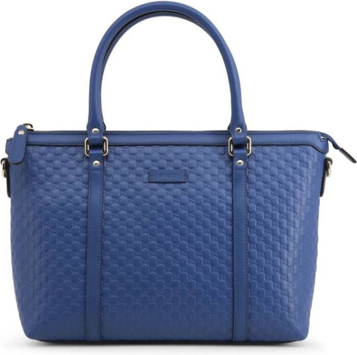 Gucci Luxe leren handtas met ritssluiting en afneembare schouderriem Blauw Dames