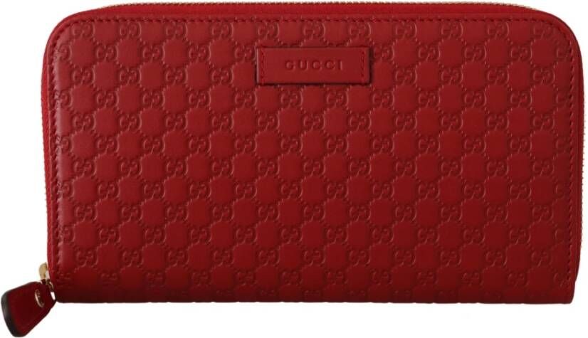 Gucci Leren Micro ssima Ritsportemonnee Red Dames