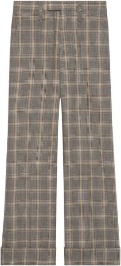 Gucci Luxe Prince of Wales Linen-Wool Broek Grijs Heren