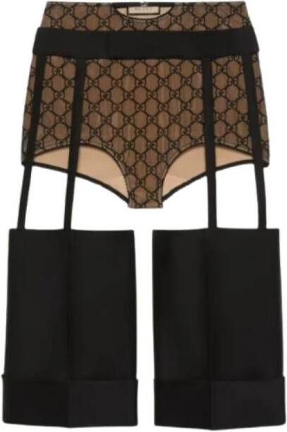Gucci Luxe Wol Zijde Cut-Out Korte Rok Zwart Dames