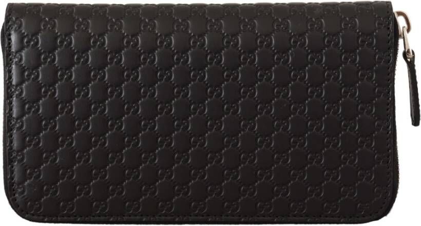 Gucci Elegante Zwarte Leren Portemonnee met Rits Black Dames