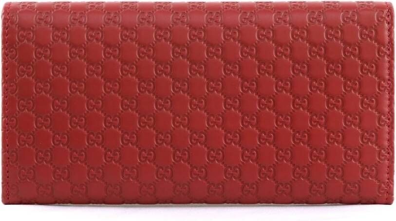 Gucci Rode Leren Portemonnee Pashouder met Stieren Sluiting en Iconisch Label Rood Dames