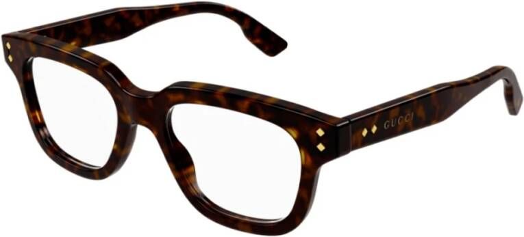 Gucci Gedurfd vierkant montuur met metalen klinknagels Brown Unisex