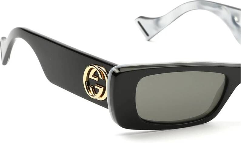 Gucci Rechthoekige zonnebril met kostbare parelmoer afwerking Black Heren