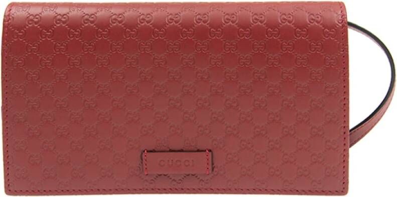 Gucci Stijlvolle Leren Portemonnee en Kaarthouder Set Rood Dames