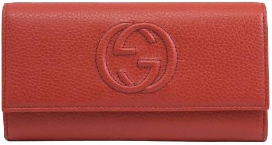 Gucci Stijlvolle Leren Portemonnee Kaarthouder Rood Dames