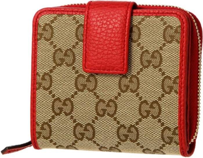 Gucci Stijlvolle Portemonnee met Logo Ontwerp en Ritssluiting Rood Dames
