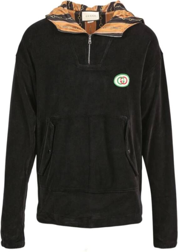 Gucci Hooded Chenille Sweatshirt Zwart Heren