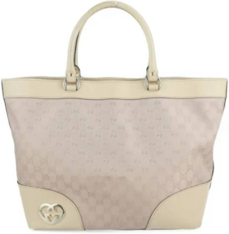 Gucci Vintage Canvas Schoudertas Beige Dames