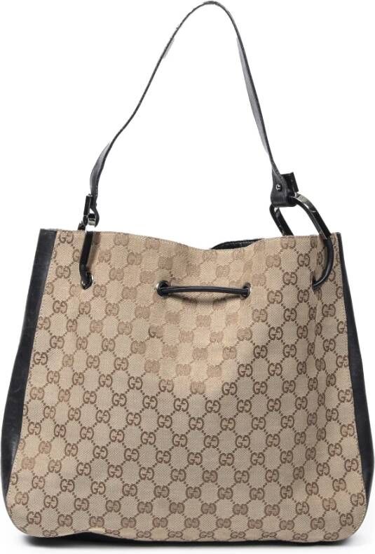 Gucci Vintage Drawstring Bag Beige Dames