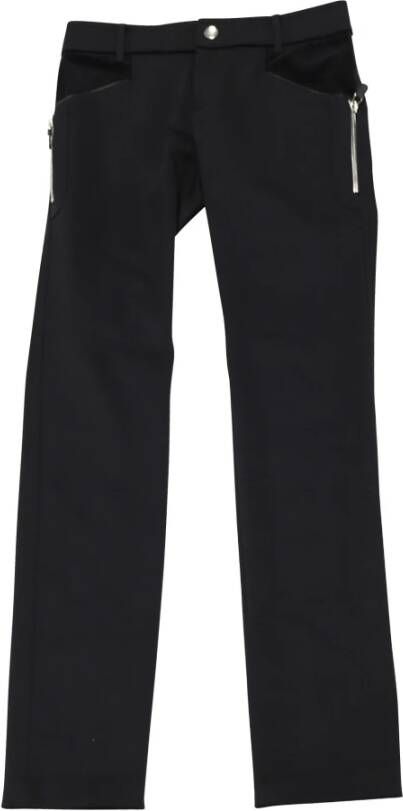 Gucci Vintage Gucci Black Pants with Silver Zip Detail in Black Nylon Zwart Dames