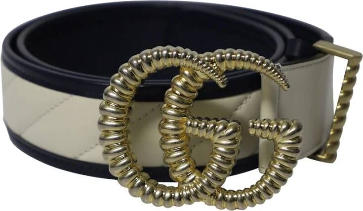 Gucci Vintage Gucci Logo Buckle Matele Belt in wit leer Wit Dames