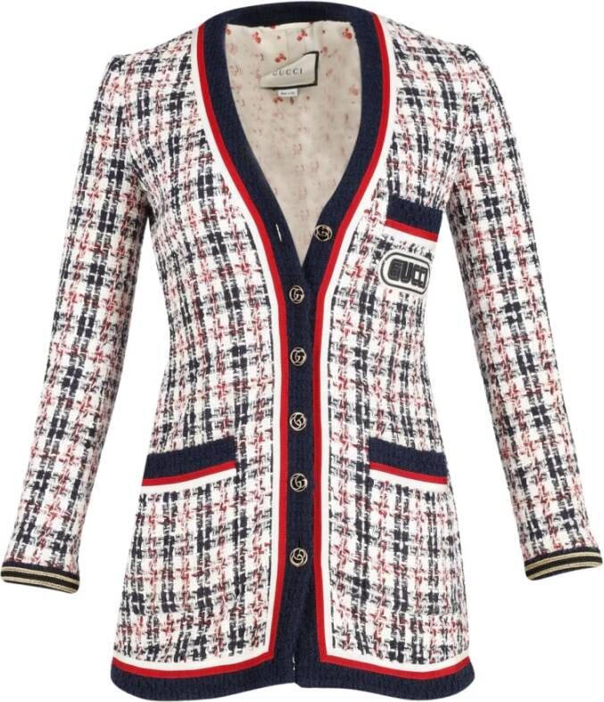 Gucci Vintage Gucci Tweed Check Jacket with Gucci Patch in Multicolor Cotton Wit Dames