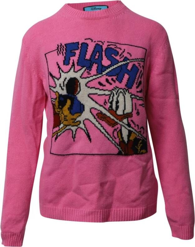 Gucci Vintage Gucci x Disney Donald Duck Intarsia Sweater in Pink Wool Roze Dames