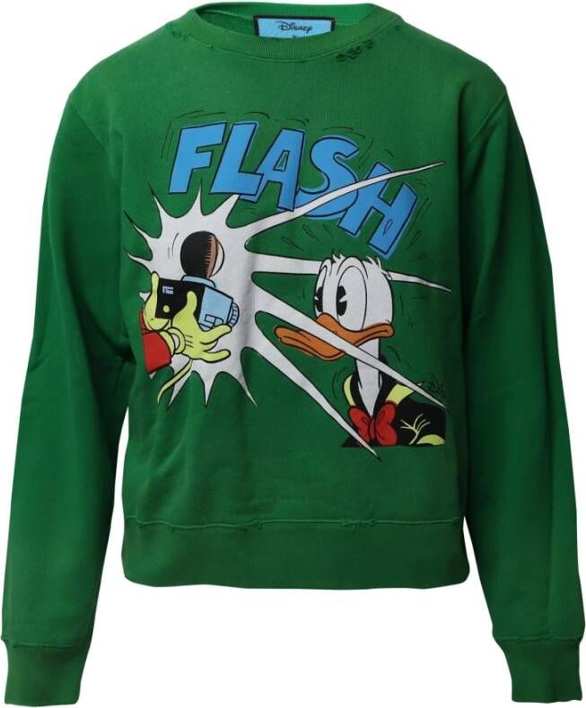 Gucci Vintage Gucci X Disney Flash Donald Duck Sweatshirt in groen katoen Groen Dames