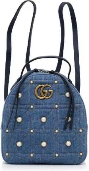 Gucci Vintage Pre-owned Canvas backpacks Blauw Dames