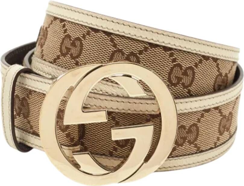 Gucci Vintage Pre-owned Canvas belts Bruin Dames