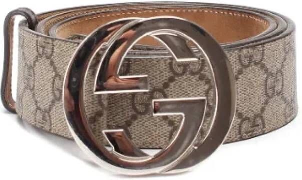 Gucci Vintage Pre-owned Canvas belts Bruin Dames