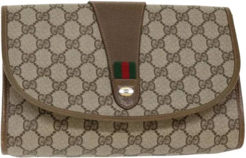 Gucci Vintage Pre-owned Canvas clutches Beige Dames