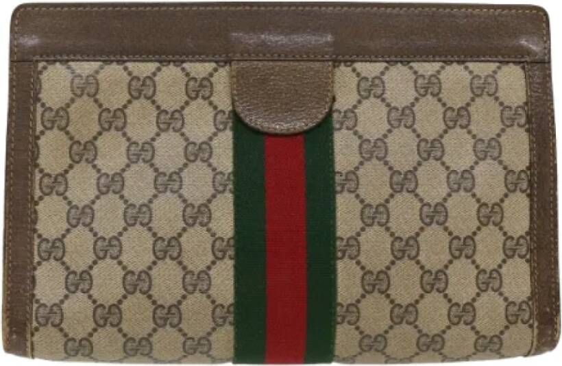 Gucci Vintage Pre-owned Canvas clutches Beige Dames