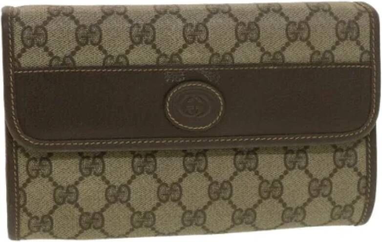 Gucci Vintage Pre-owned Canvas clutches Beige Dames