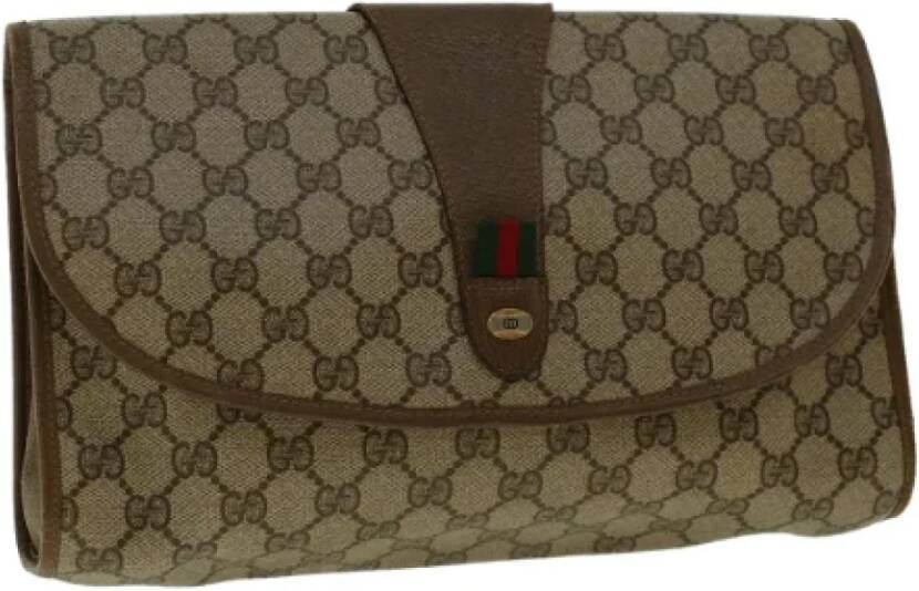 Gucci Vintage Pre-owned Canvas clutches Beige Dames