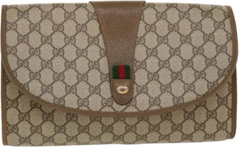 Gucci Vintage Pre-owned Canvas clutches Beige Dames